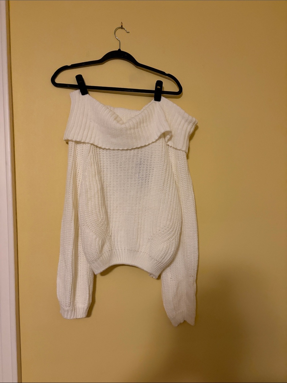 Lulu's Cream Off-the-Shoulder Chunky Knit Sweater